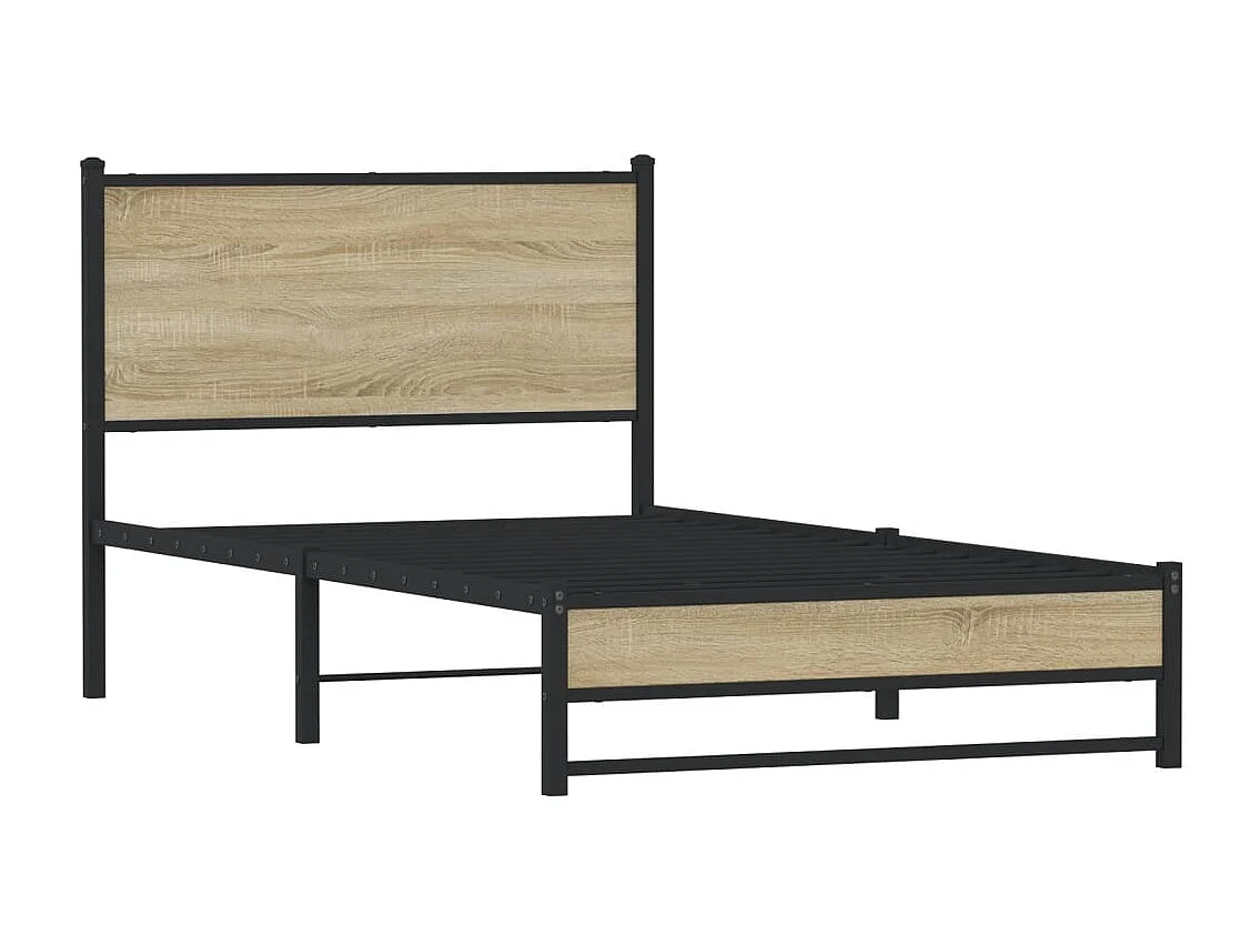 Estructura de cama sin colchón metal roble ahumado 100x190 cm