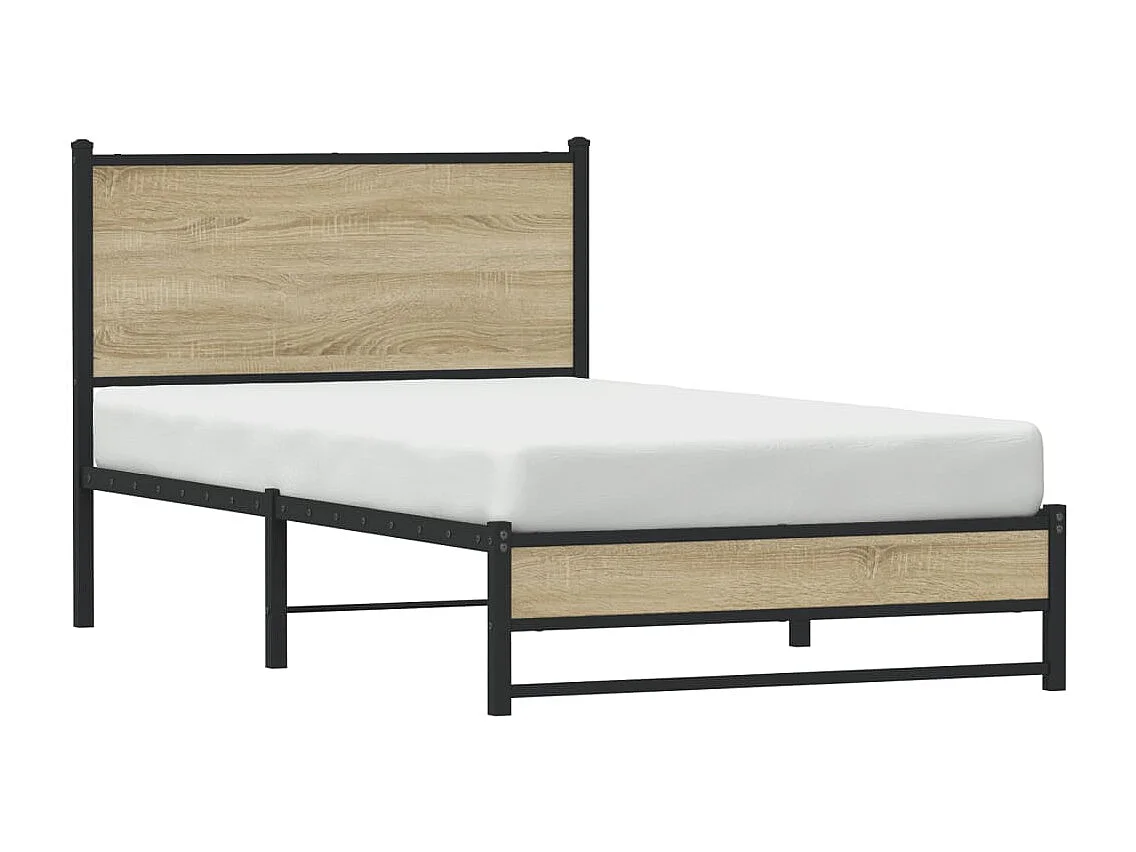 Estructura de cama sin colchón metal roble ahumado 100x190 cm