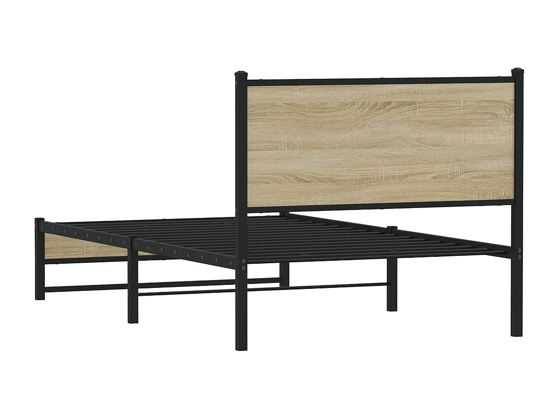 Estructura de cama sin colchón metal roble ahumado 100x190 cm