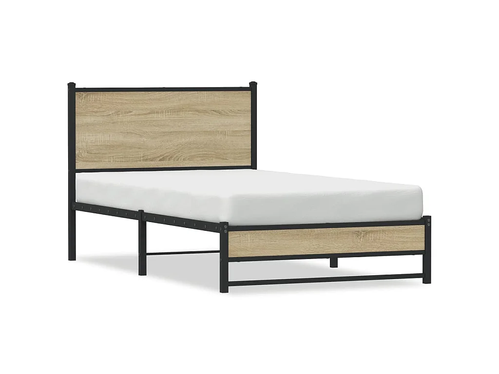Cadre de lit en métal sans matelas chêne sonoma 100x190 cm