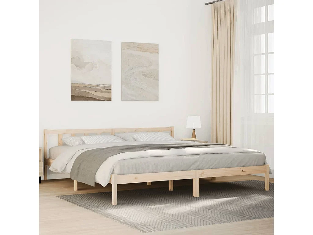 Cadre de lit extra long sans matelas 180x210 cm bois massif pin