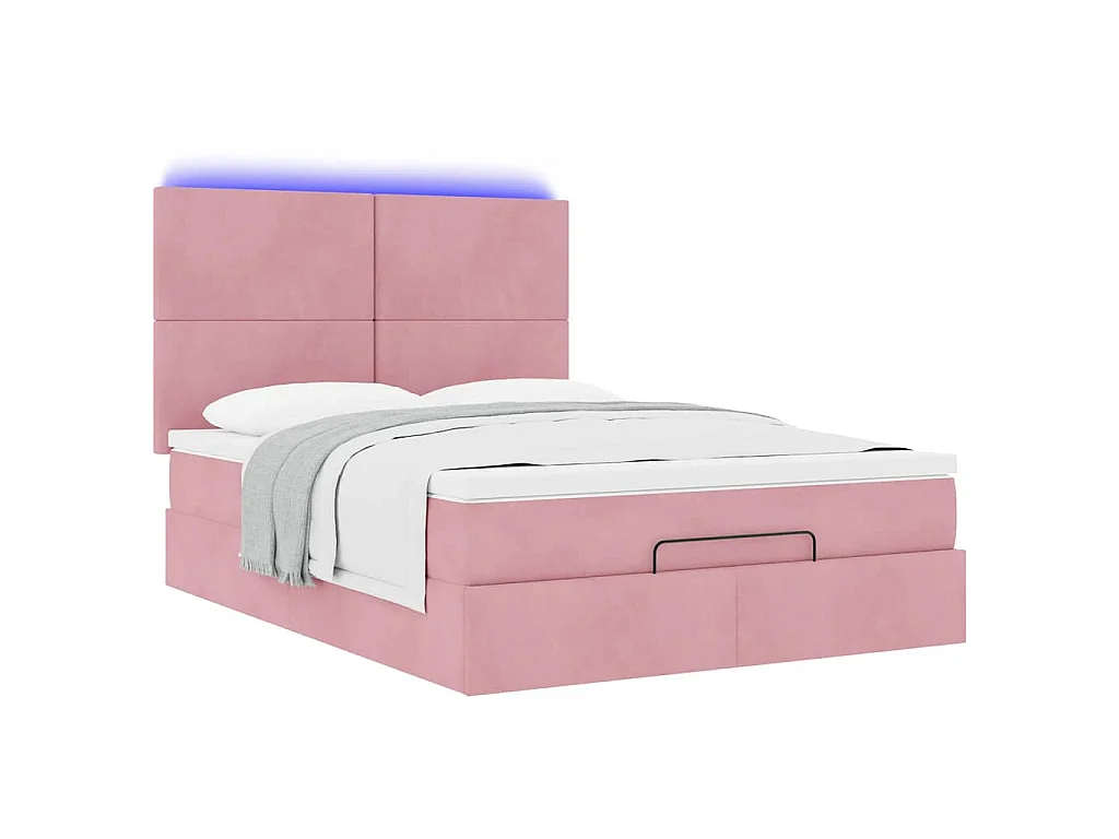 Ottoman bed met matrassen en LED's 140x200cm fluweel roze