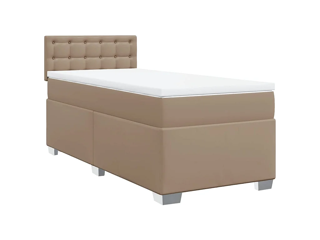Cama com molas/colchão 90x200 cm couro artificial cappuccino