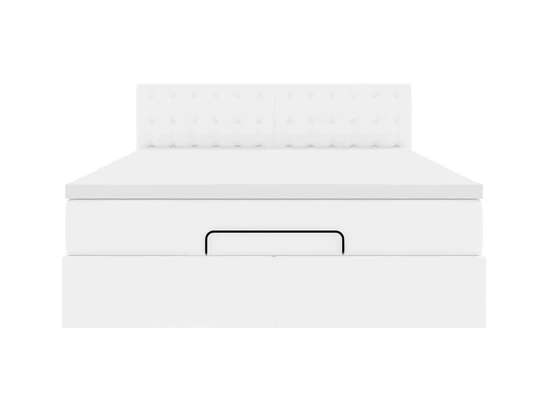 Ottoman-Bett mit Matratze Weiß 140x190 cm Kunstleder