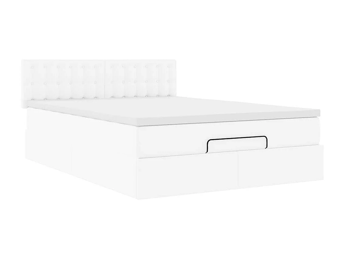 Ottoman bed met matras 140x190cm kunstleer wit