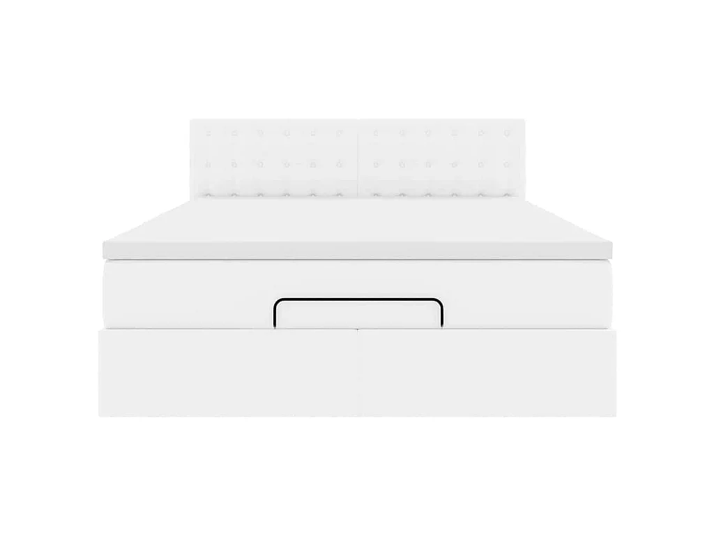 Struttura Letto Pouf con Materasso Bianco 140x190 cm Similpelle
