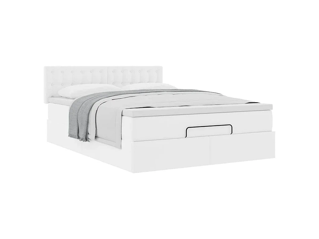 Ottoman bed met matras 140x190cm kunstleer wit