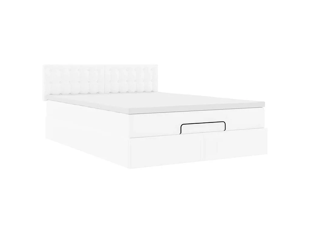 Ottoman bed met matras 140x190cm kunstleer wit