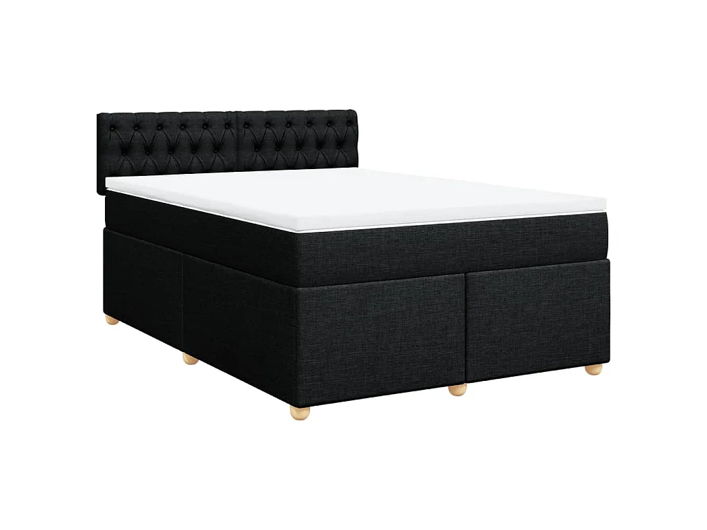 Giroletto a Molle con Materasso Nero 160x200 cm in Tessuto