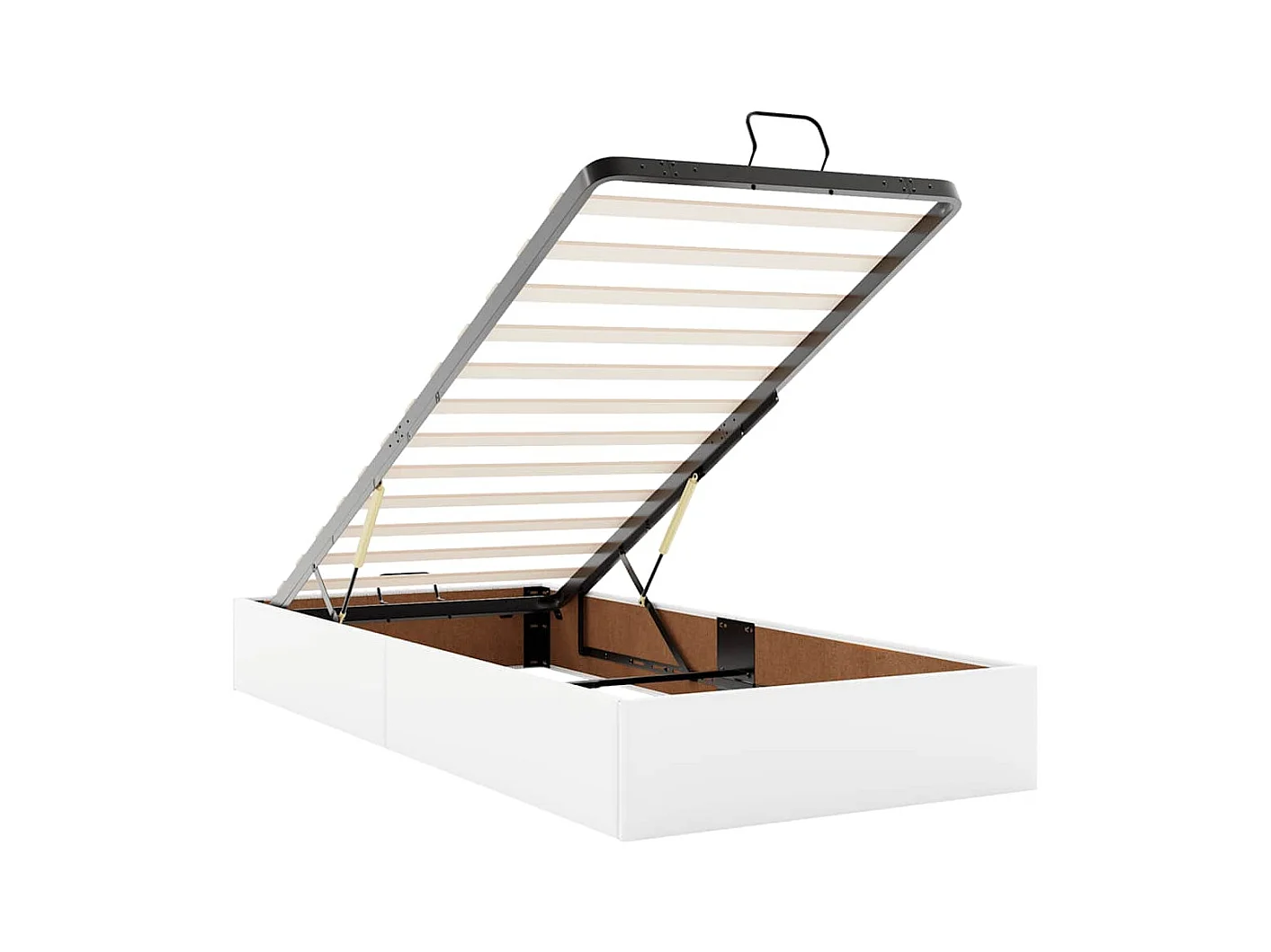 Cadre de lit ottoman avec matelas blanc 100x200 cm similicuir