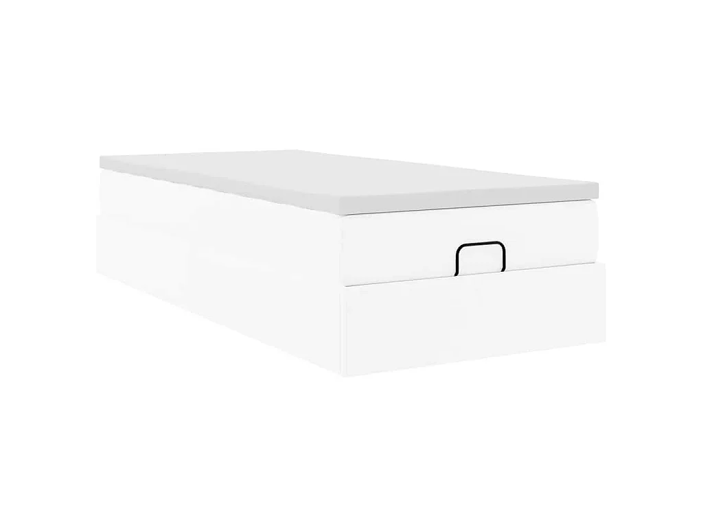 Estructura cama otomana colchón cuero sintético blanco
