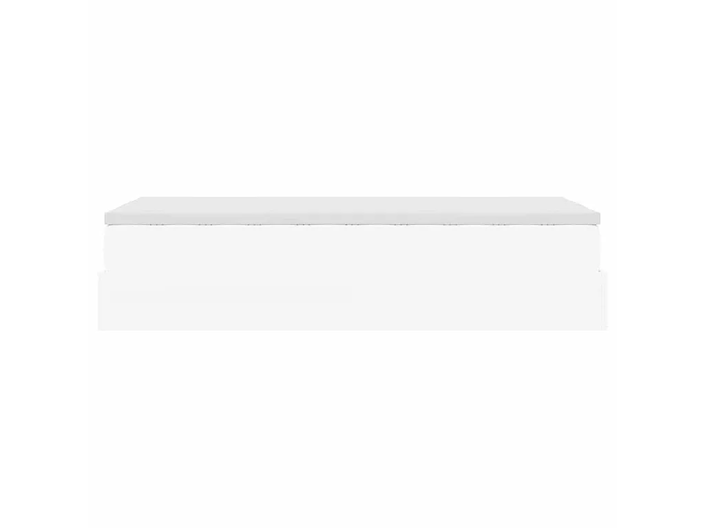 Estructura cama otomana colchón cuero sintético blanco