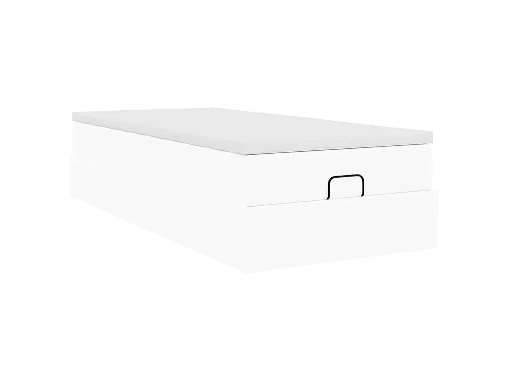 Estructura cama otomana colchón cuero sintético blanco