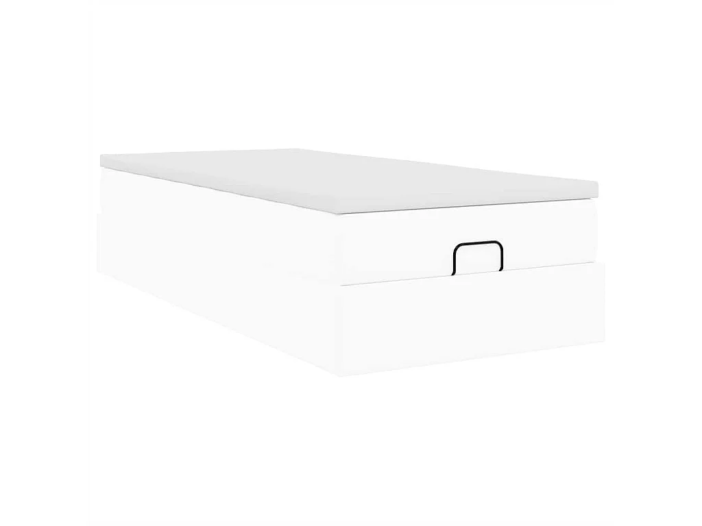 Ottoman bed met matras 100x200cm kunstleer wit