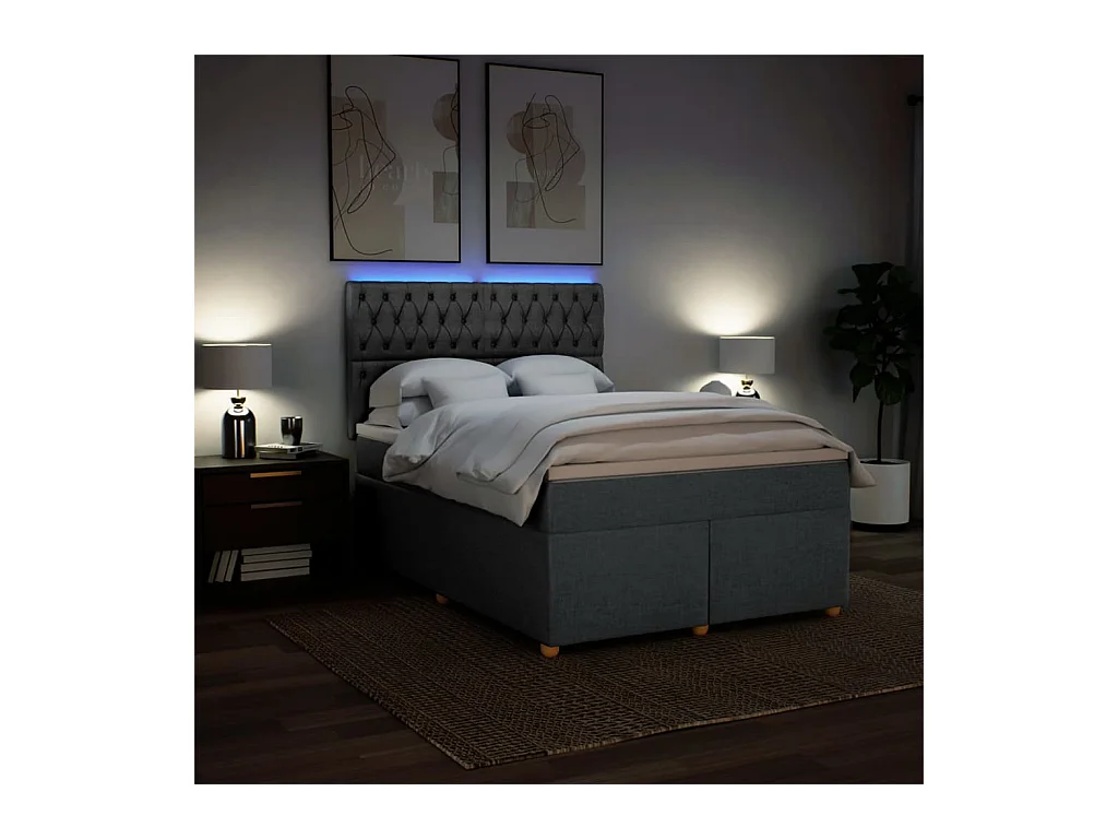 Boxspringbett mit Matratze Dunkelgrau 140x200 cm Stoff