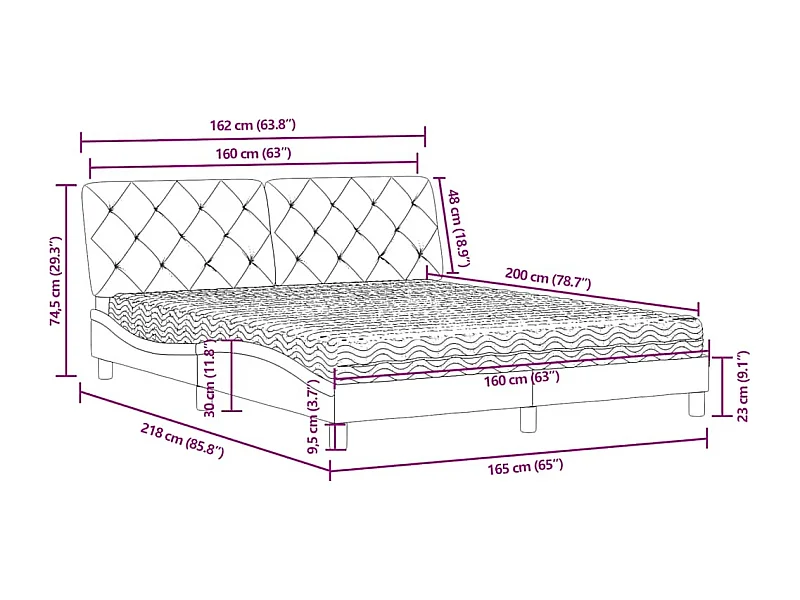 Bed met matras fluweel donkergroen 160x200 cm