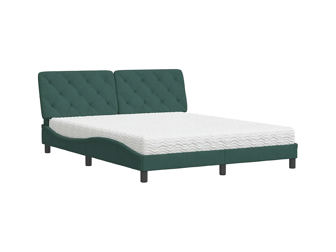 Bett mit Matratze Dunkelgrün 160x200 cm Samt