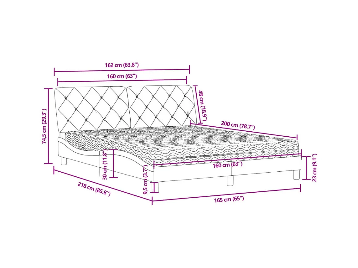 Bett mit Matratze Dunkelgrün 160x200 cm Samt