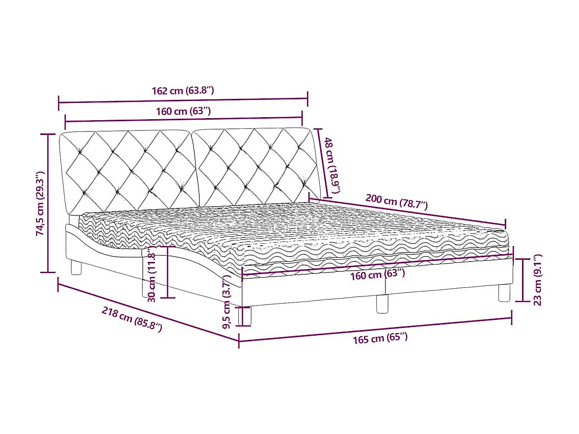 Bed met matras fluweel donkergroen 160x200 cm