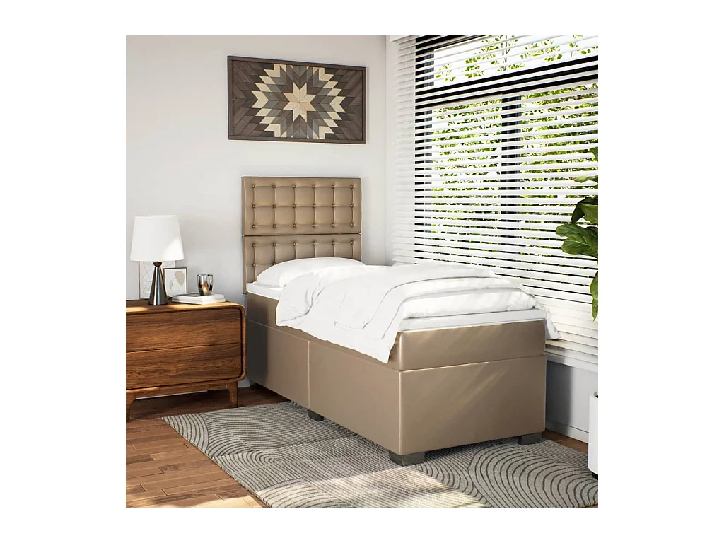 Boxspringbett Matratze Cappuccino-Braun 100x200cm Kunstleder