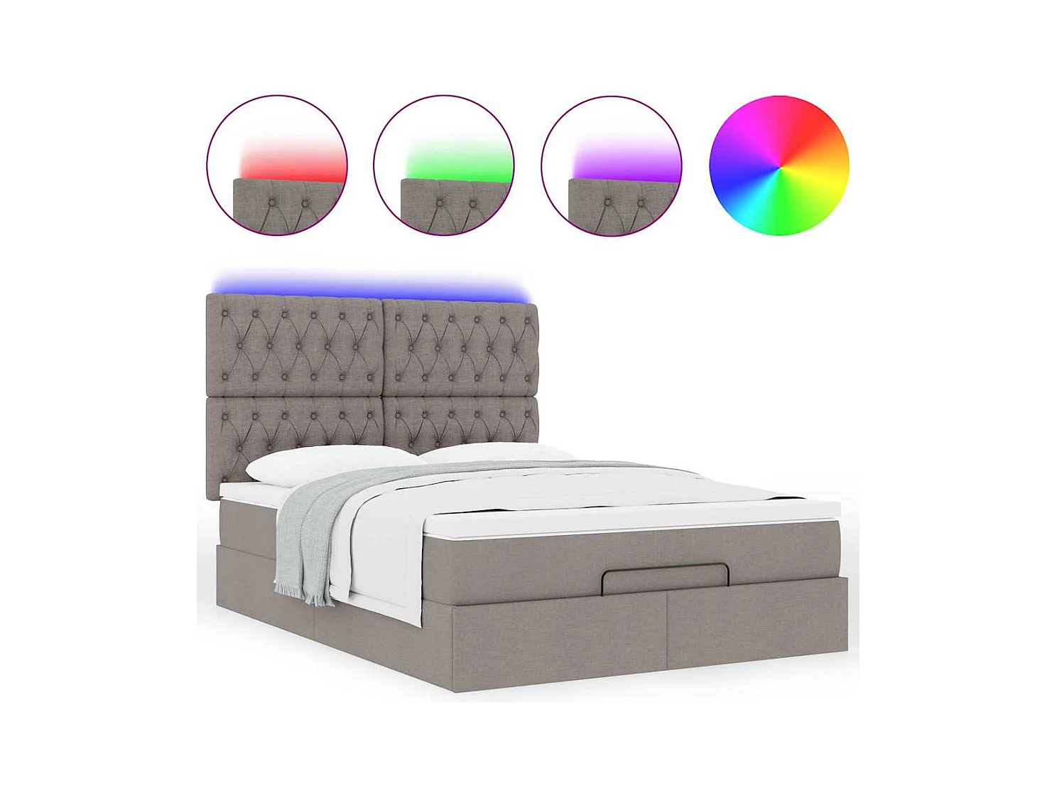 Struttura Letto Pouf con Materasso Tortora 140x200cm in Tessuto