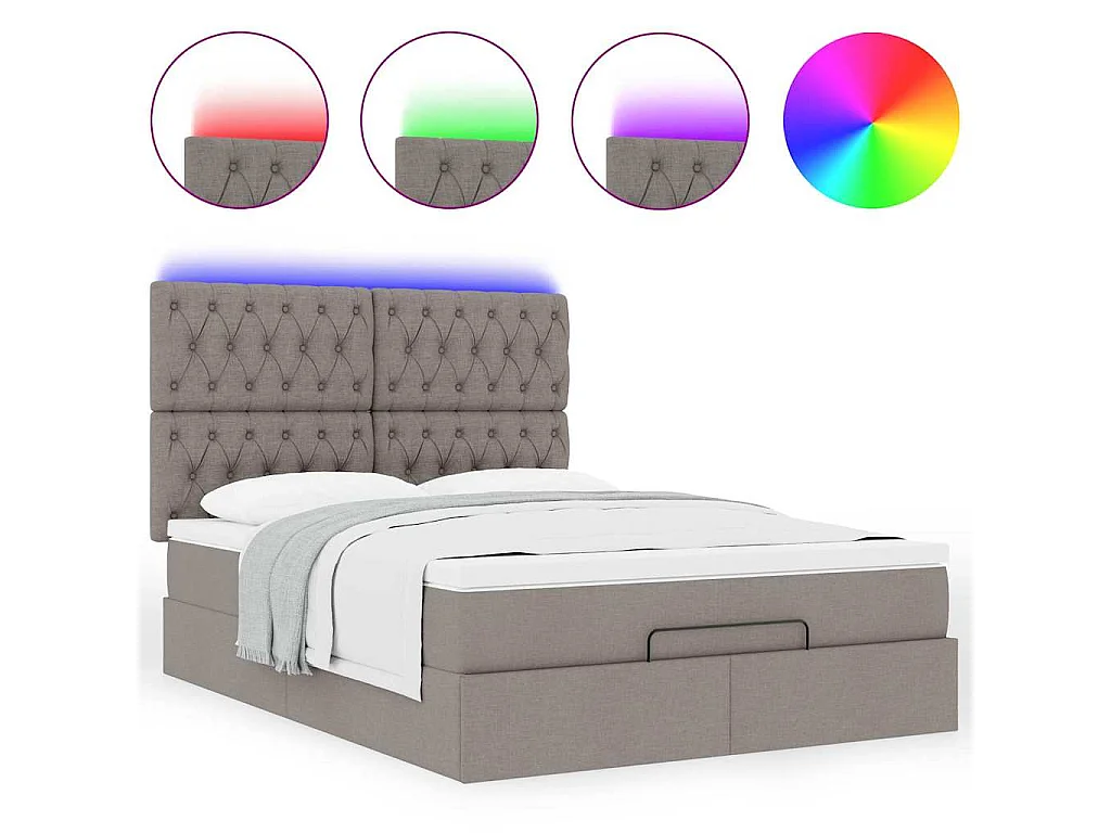 Struttura Letto Pouf con Materasso Tortora 140x200cm in Tessuto