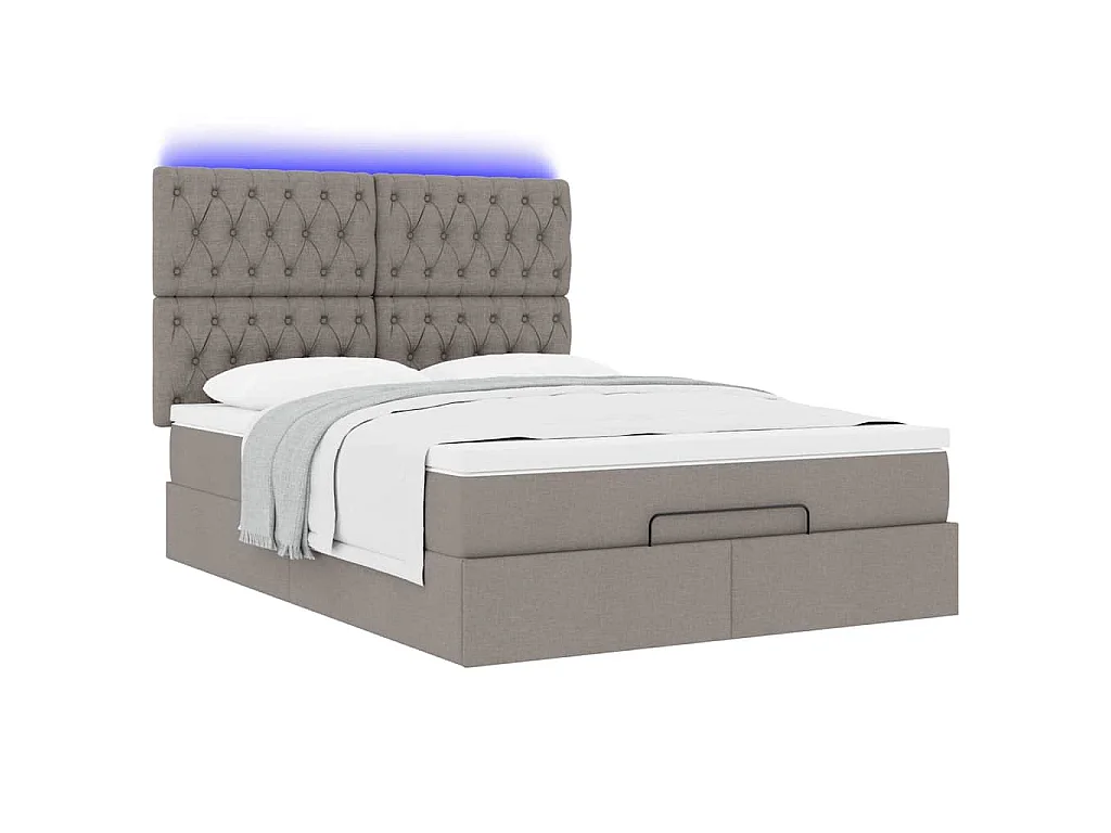 Struttura Letto Pouf con Materasso Tortora 140x200cm in Tessuto