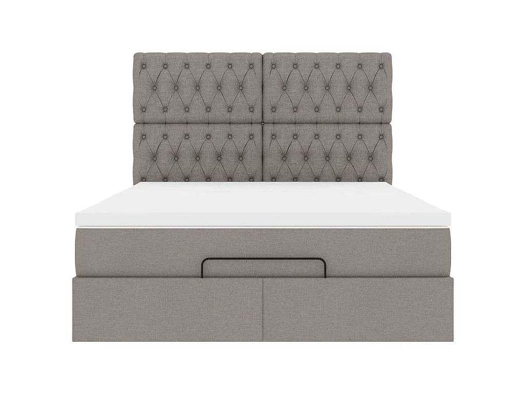 Struttura Letto Pouf con Materasso Tortora 140x200cm in Tessuto