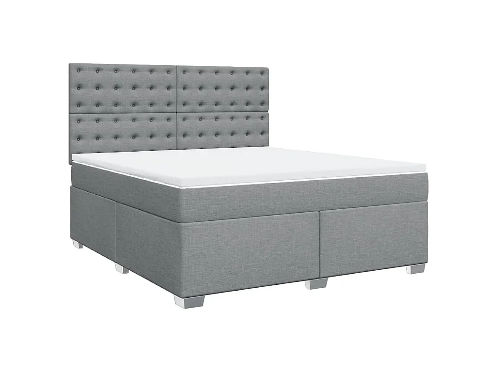 Boxspringbett mit Matratze Hellgrau 180x200 cm Stoff