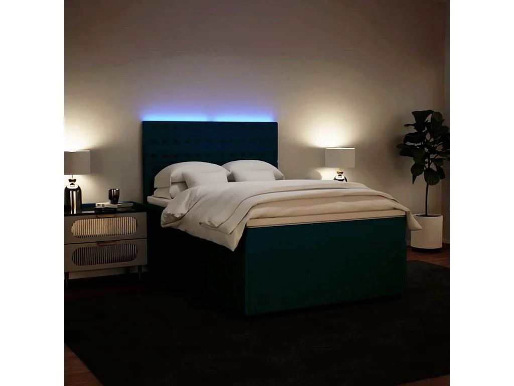 Giroletto a Molle con Materasso Blu 140x190 cm in Velluto