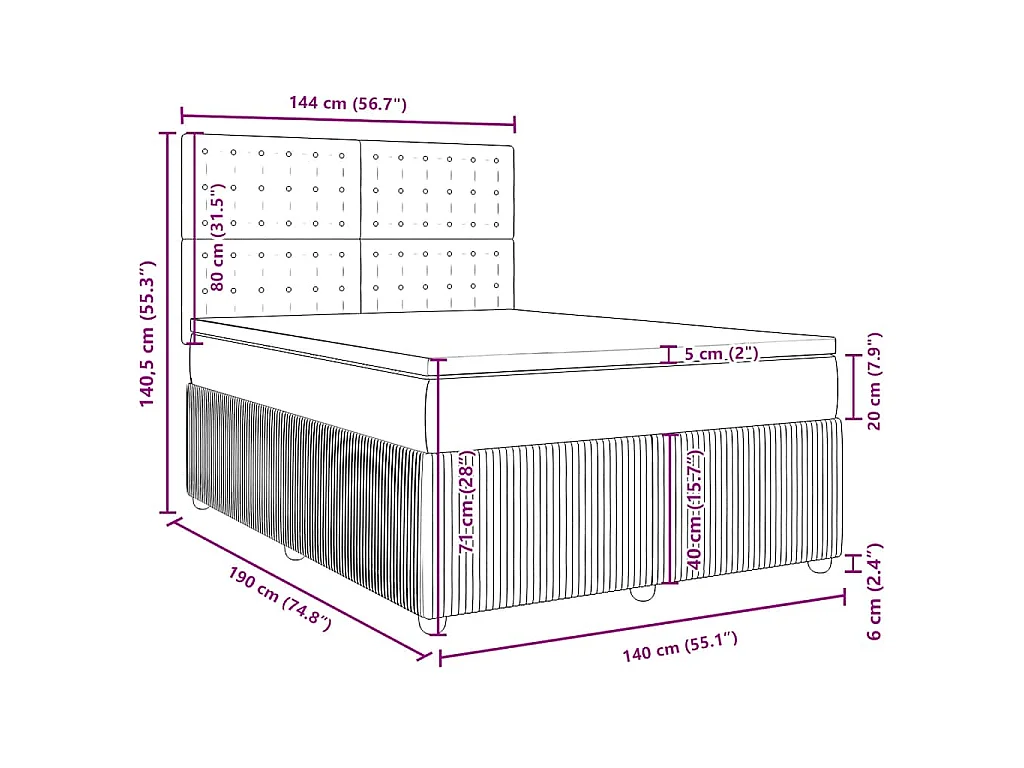 Boxspring met matras fluweel blauw 140x190 cm