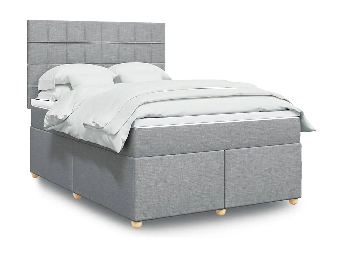 Boxspringbett mit Matratze Hellgrau 160x200 cm Stoff