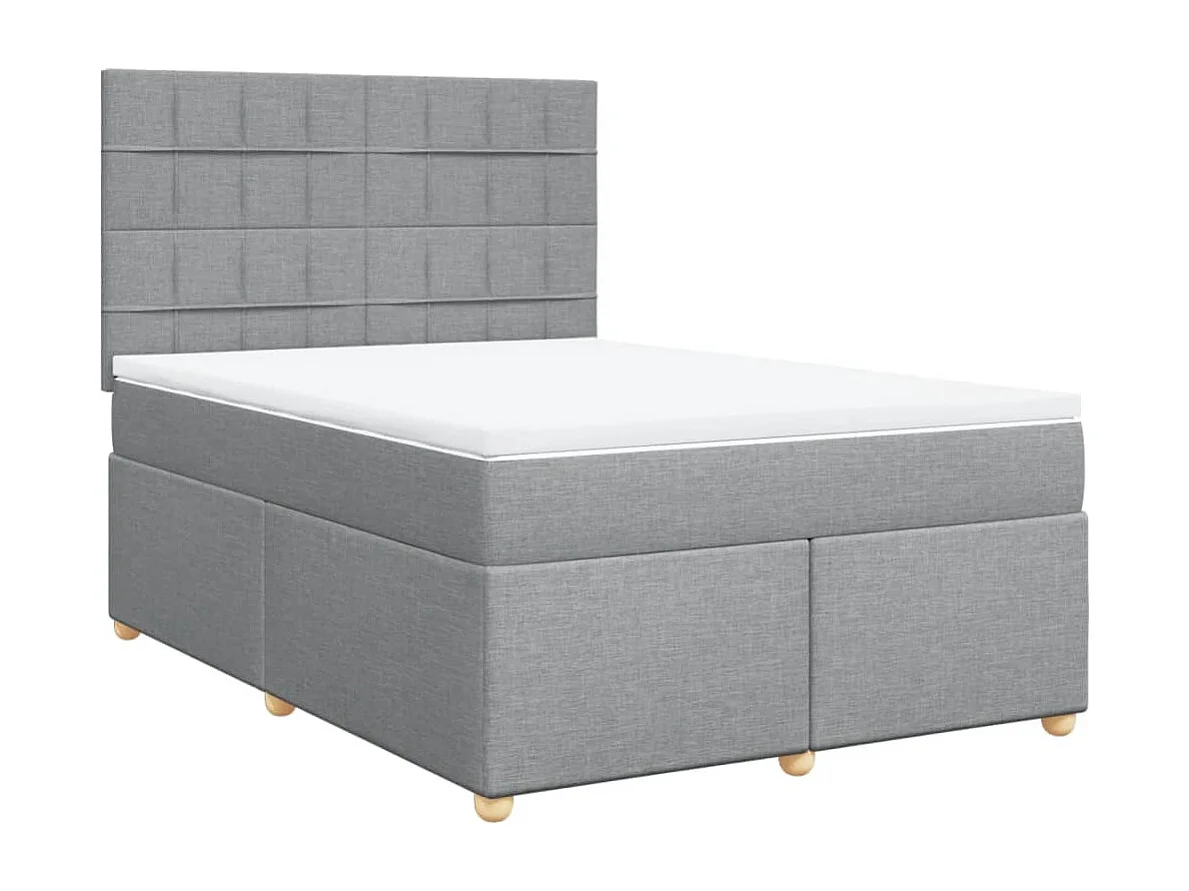 Boxspringbett mit Matratze Hellgrau 160x200 cm Stoff
