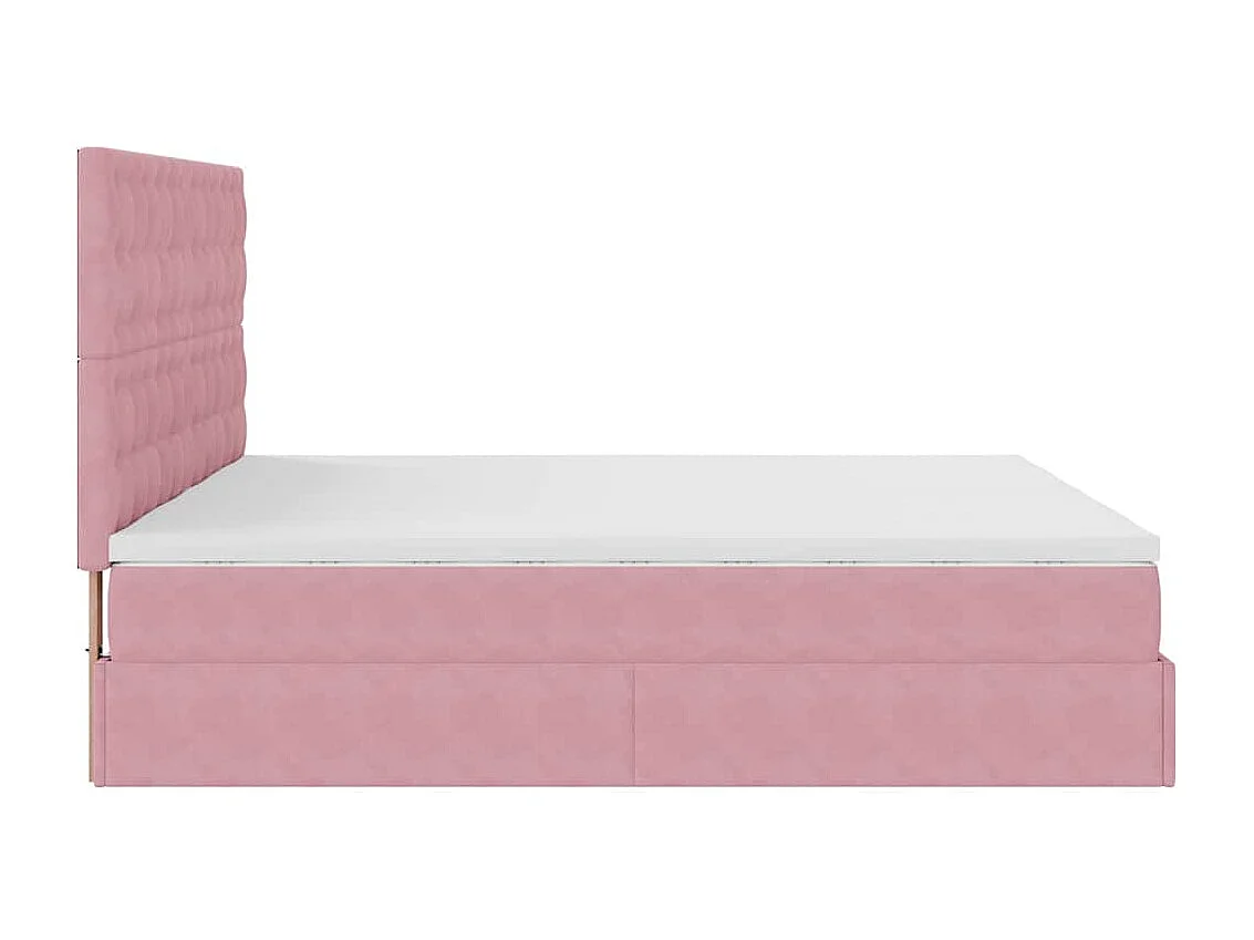 Estrutura de cama otomana com colchões 180x200 cm veludo rosa