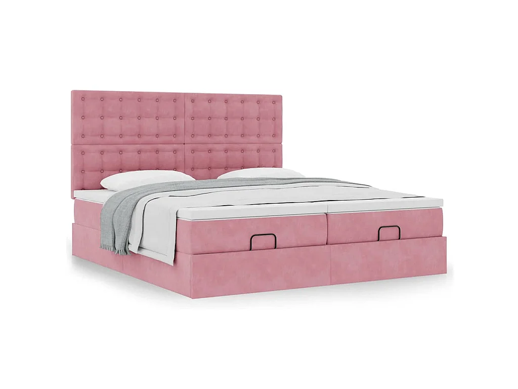 Ottoman-Bett mit Matratzen Rosa 180x200 cm Samt