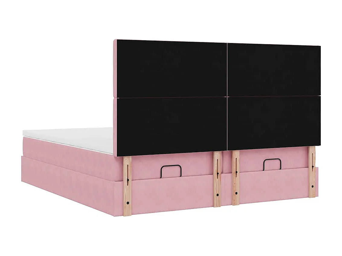 Ottoman-Bett mit Matratzen Rosa 180x200 cm Samt