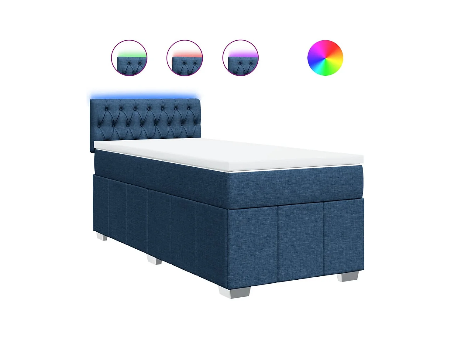 Sommier à lattes de lit avec matelas Bleu 90x200 cm Tissu