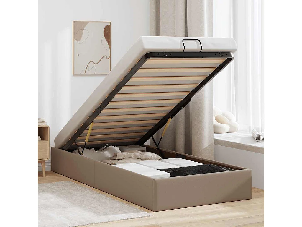 Cadre de lit ottoman sans matelas cappuccino 100x200 cm
