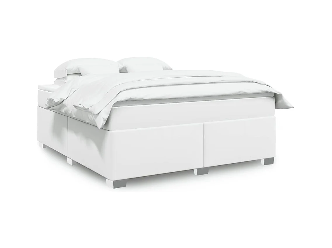 Sommier à lattes de lit avec matelas Blanc 180x200cm Similicuir