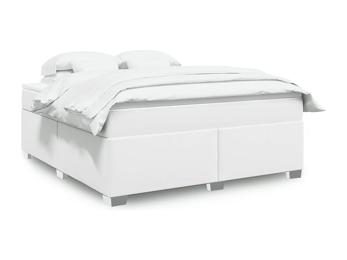 Boxspring met matras kunstleer wit 180x200 cm