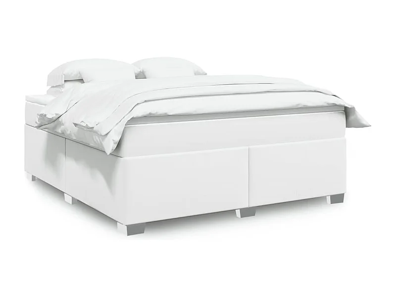 Boxspringbett mit Matratze Weiß 180x200 cm Kunstleder