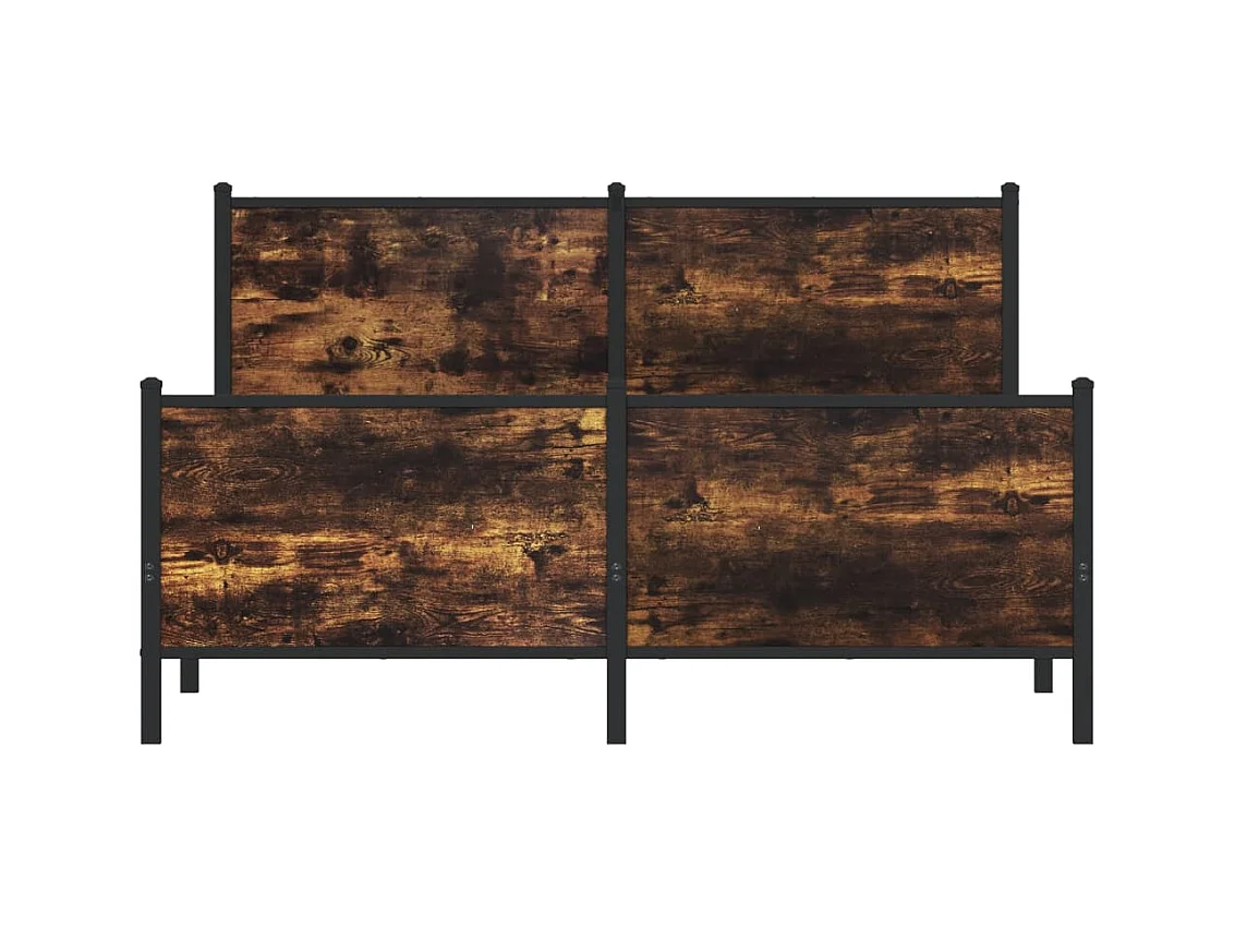 Cadre de lit en métal sans matelas chêne fumé 140x200 cm