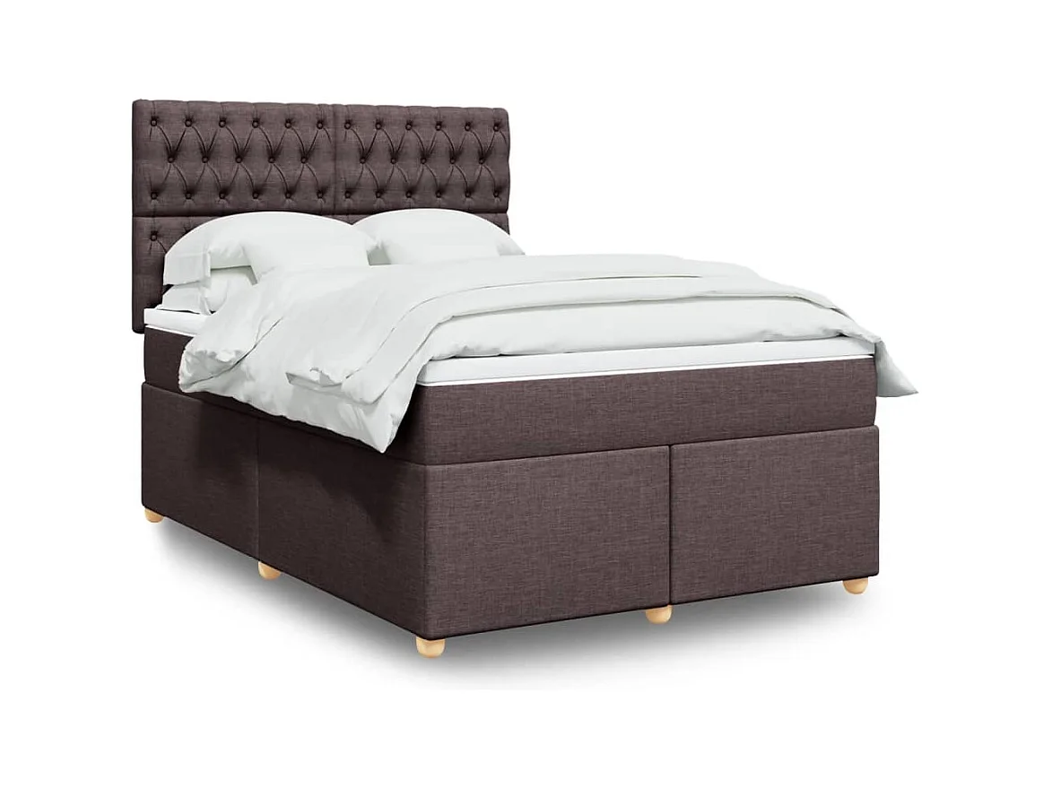Boxspringbett mit Matratze Dunkelbraun 160x200 cm Stoff