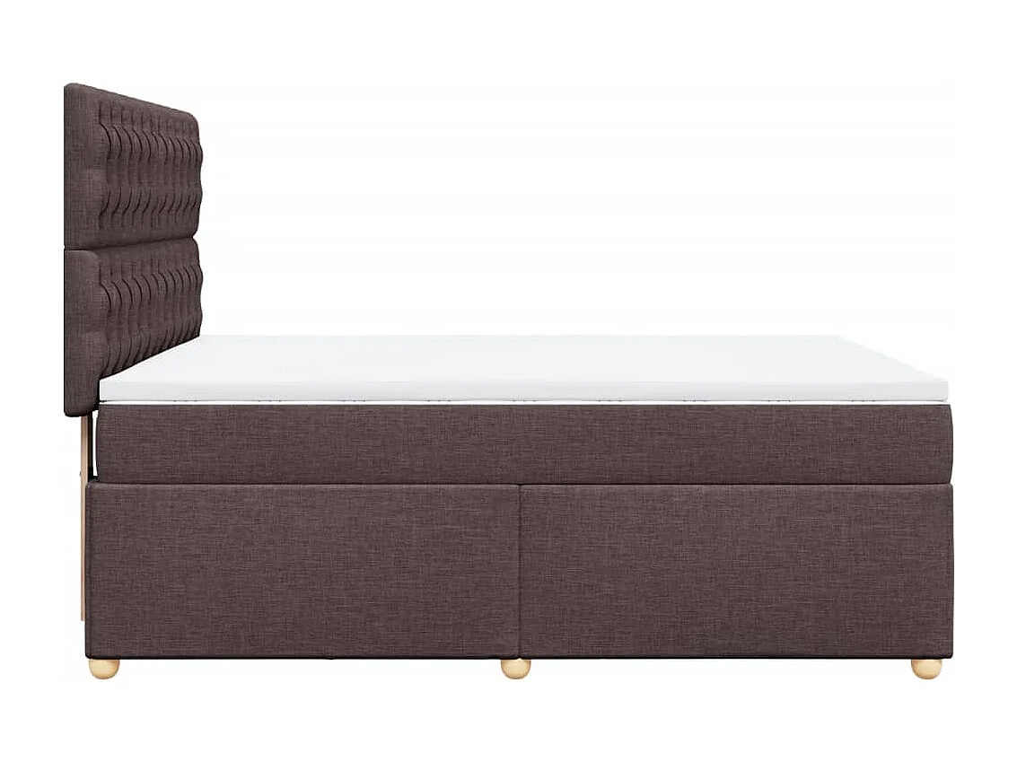 Cama box spring con colchón tela marrón oscuro 160x200 cm