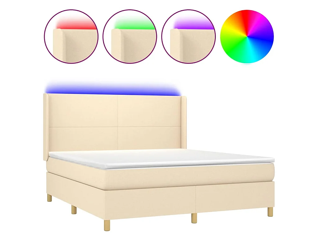 Boxspringbett mit Matratze & LED Creme 180x200 cm Stoff