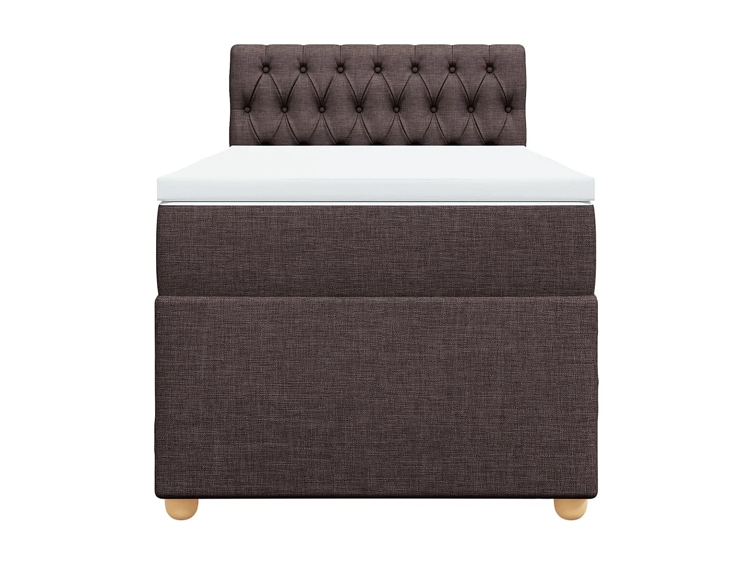 Cama box spring con colchón tela marrón oscuro 90x200 cm
