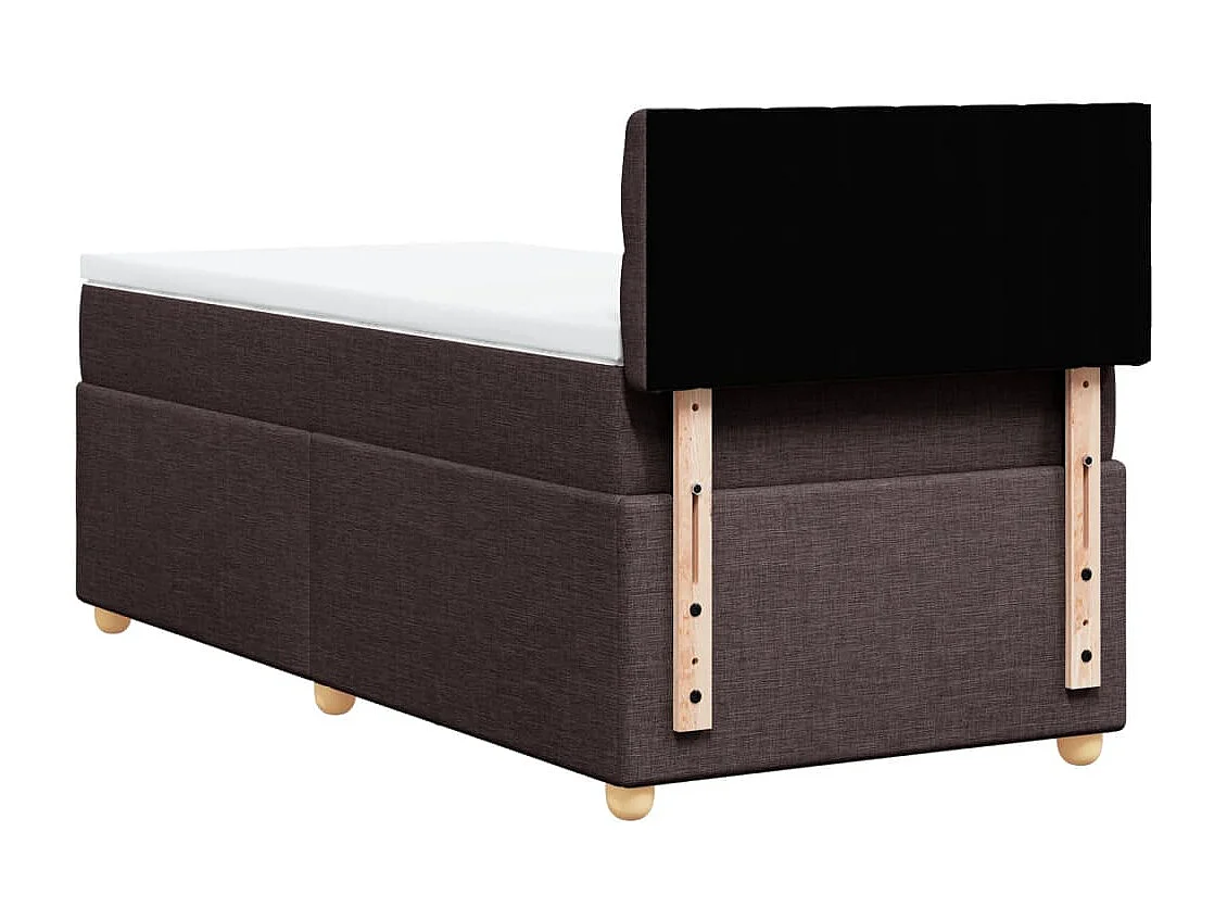 Cama box spring con colchón tela marrón oscuro 90x200 cm