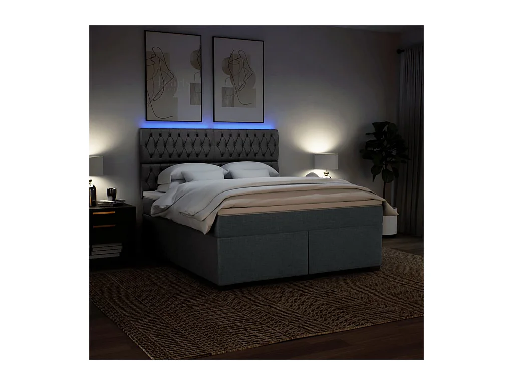 Sommier à lattes de lit avec matelas Gris foncé 180x200cm Tissu