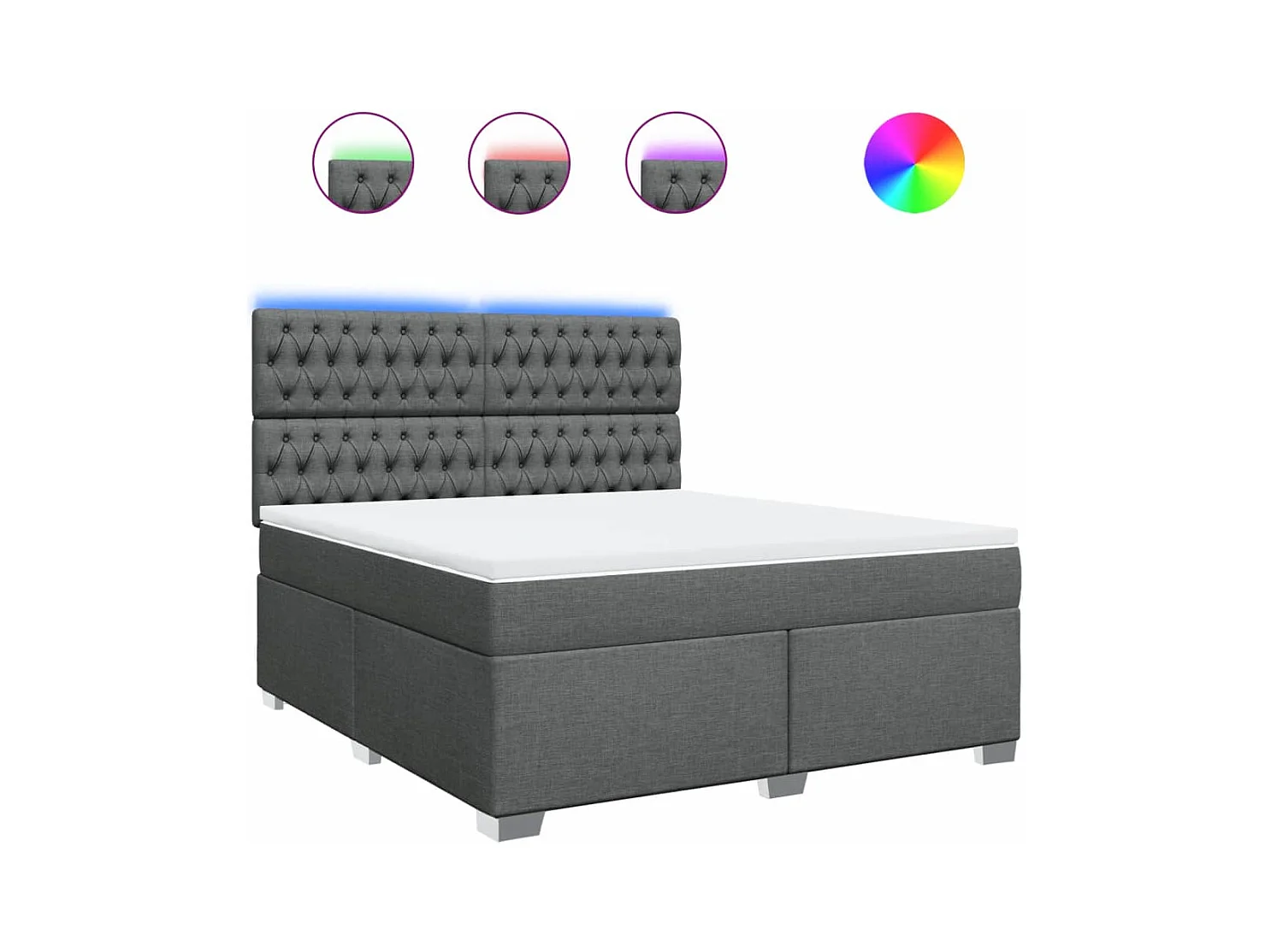 Sommier à lattes de lit avec matelas Gris foncé 180x200cm Tissu