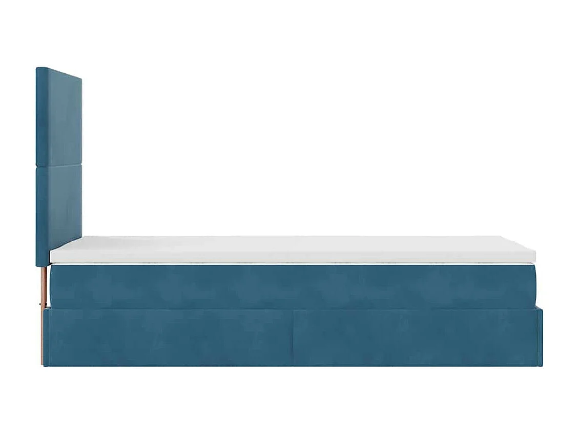 Cadre de lit ottoman avec matelas bleu foncé 100x200 cm velours